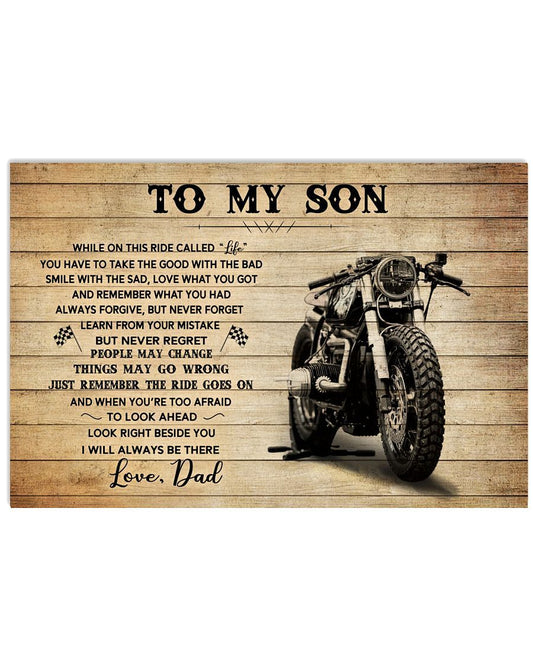 To My Son While On This Ride Called You Have To take The Good With The Bad - Motorcycles Landscape Canvas & Poster Gift For Son From Dad Family Birthday Gift Home Decor Wall Art Visual Art