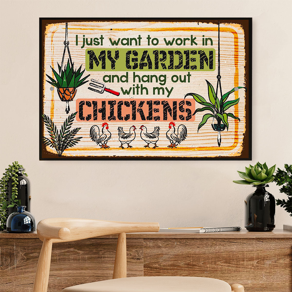 Gardening Poster Home Décor Wall Art | Work in My Garden | Gift for Gardener, Plants Lover