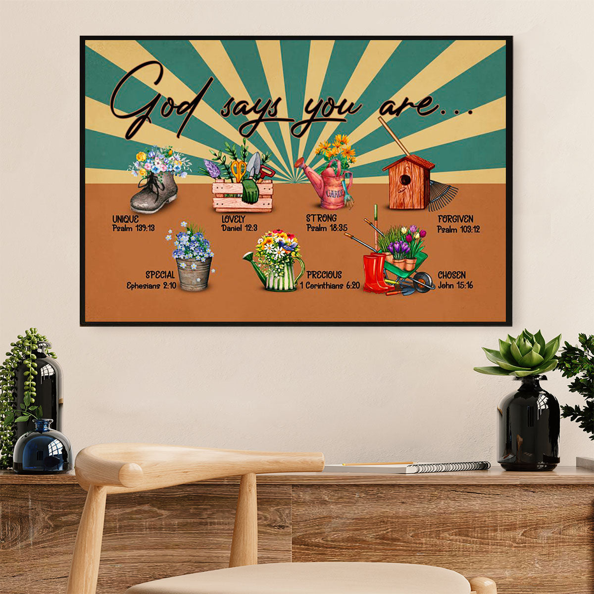 Gardening Poster Home Décor Wall Art | You Are Unique | Gift for Gardener, Plants Lover
