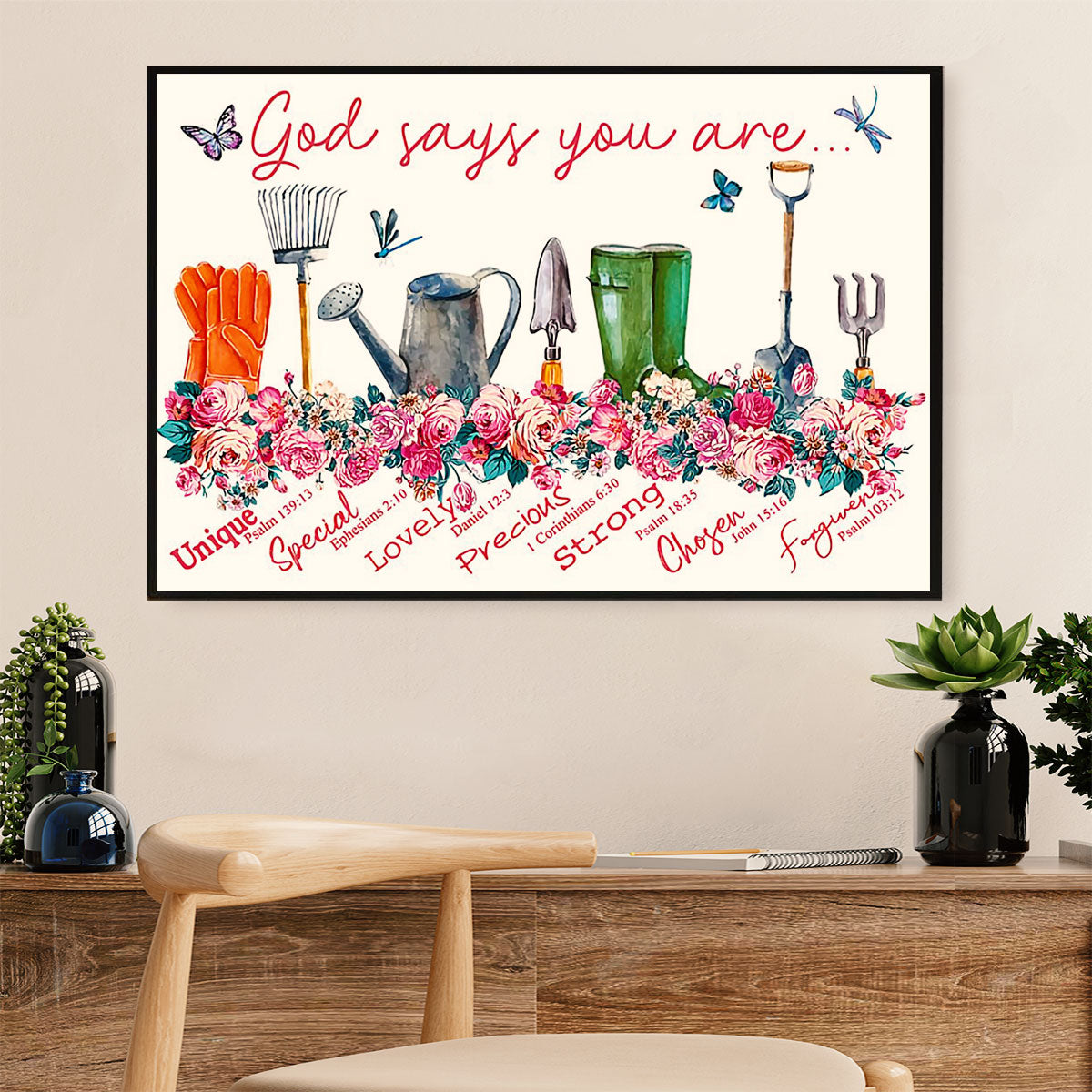 Gardening Poster Home Décor Wall Art | You Are Strong | Gift for Gardener, Plants Lover