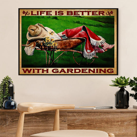 Gardening Poster Home Décor Wall Art | Life Is Better With | Gift for Gardener, Plants Lover