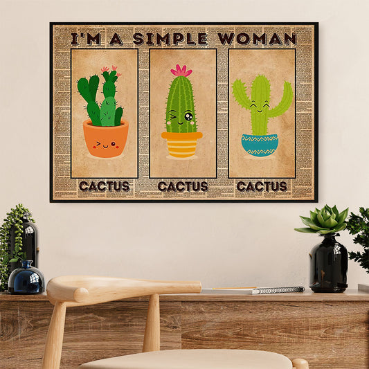 Gardening Poster Home Décor Wall Art | Woman Loves Cactus | Gift for Gardener, Plants Lover