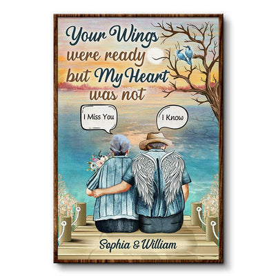 Personalized Your Wings Were Ready Widow Old Couple Memorial Portrait Poster & Canvas Gift For Friend Family Decor Home Decor Wall Art