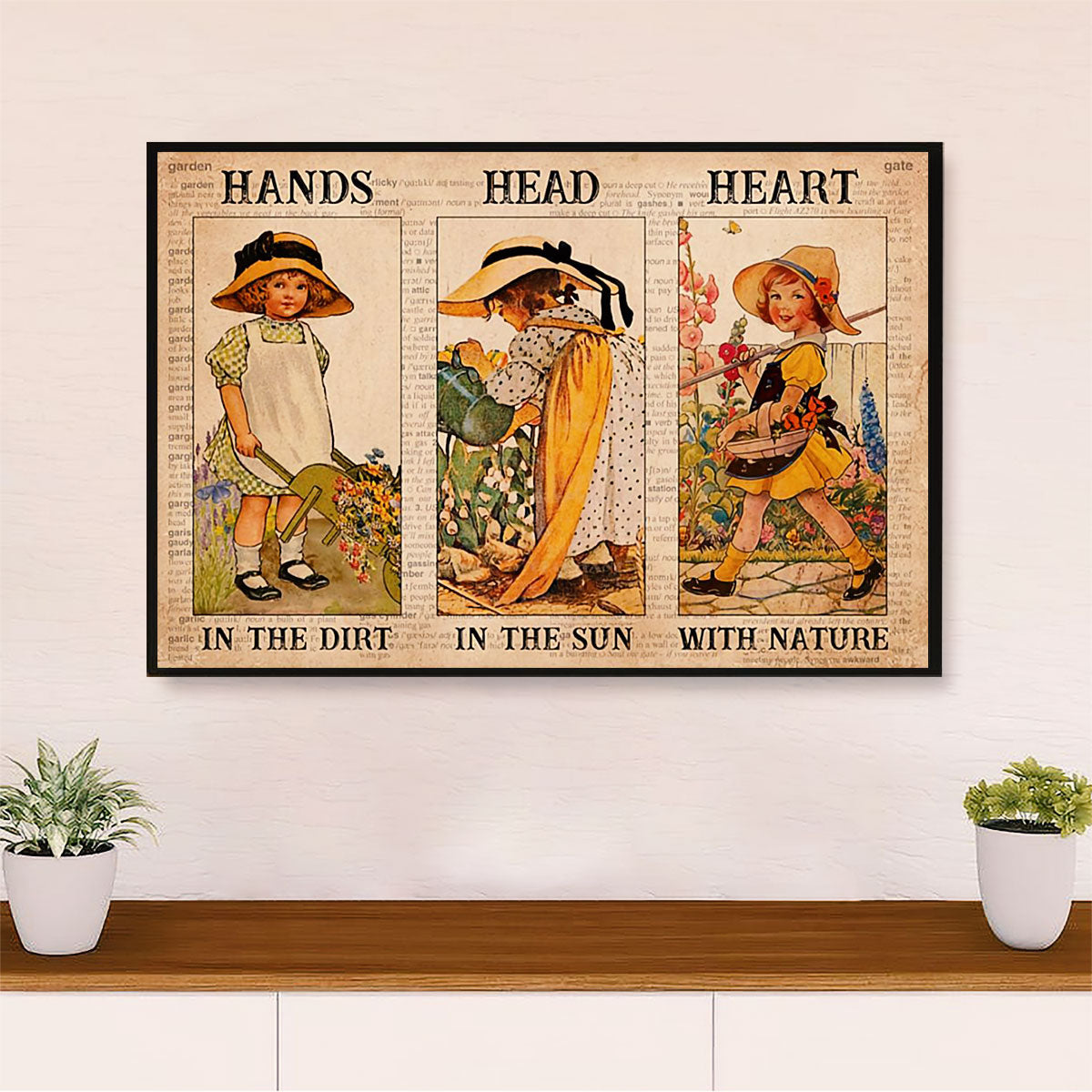 Gardening Poster Home Décor Wall Art | Little Girl in Garden | Gift for Gardener, Plants Lover