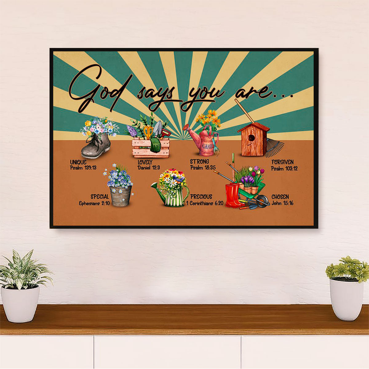 Gardening Poster Home Décor Wall Art | You Are Unique | Gift for Gardener, Plants Lover