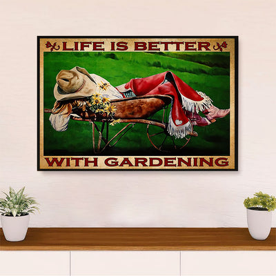 Gardening Poster Home Décor Wall Art | Life Is Better With | Gift for Gardener, Plants Lover