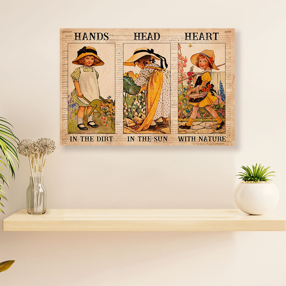 Gardening Poster Home Décor Wall Art | Little Girl in Garden | Gift for Gardener, Plants Lover