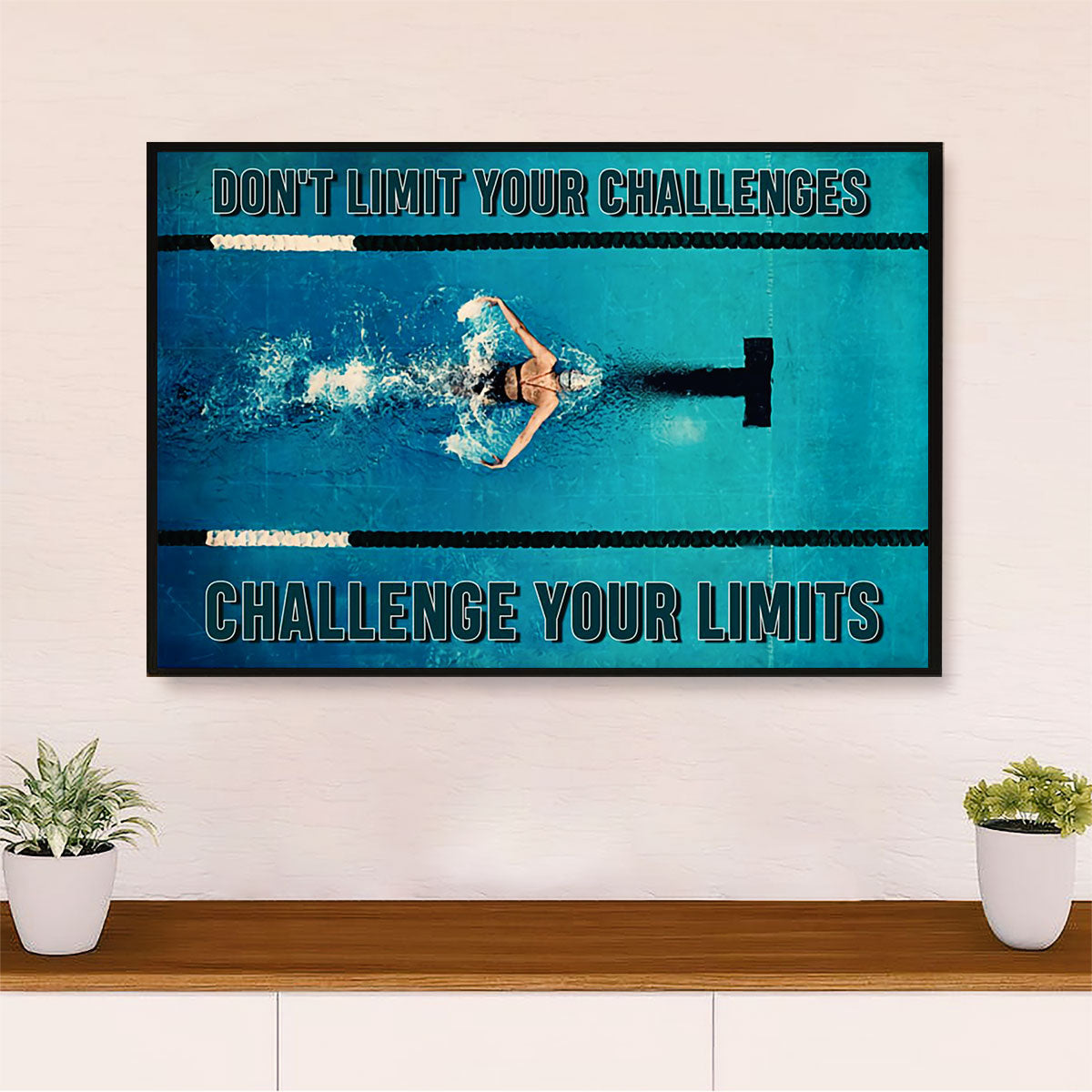 Swimming Poster Room Wall Art | Challenge Your Limits | Gift for Swimmer