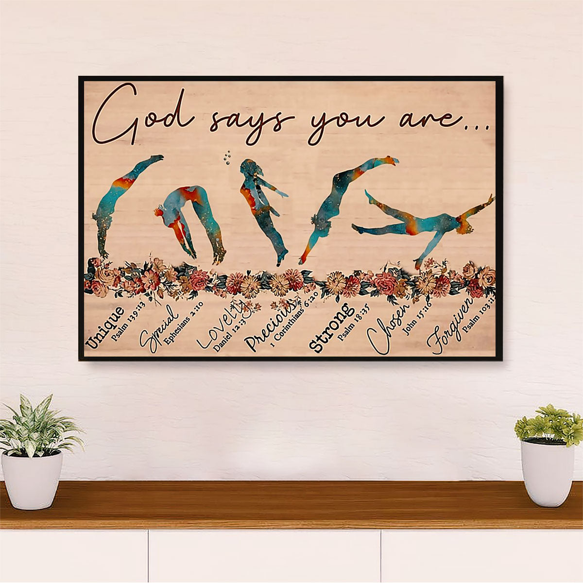 Swimming Poster Room Wall Art | God Says | Gift for Swimmer