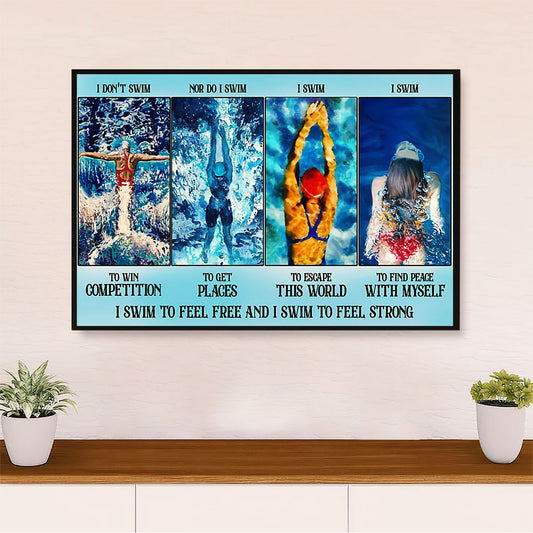 Swimming Poster Room Wall Art | Find Peace | Gift for Swimmer