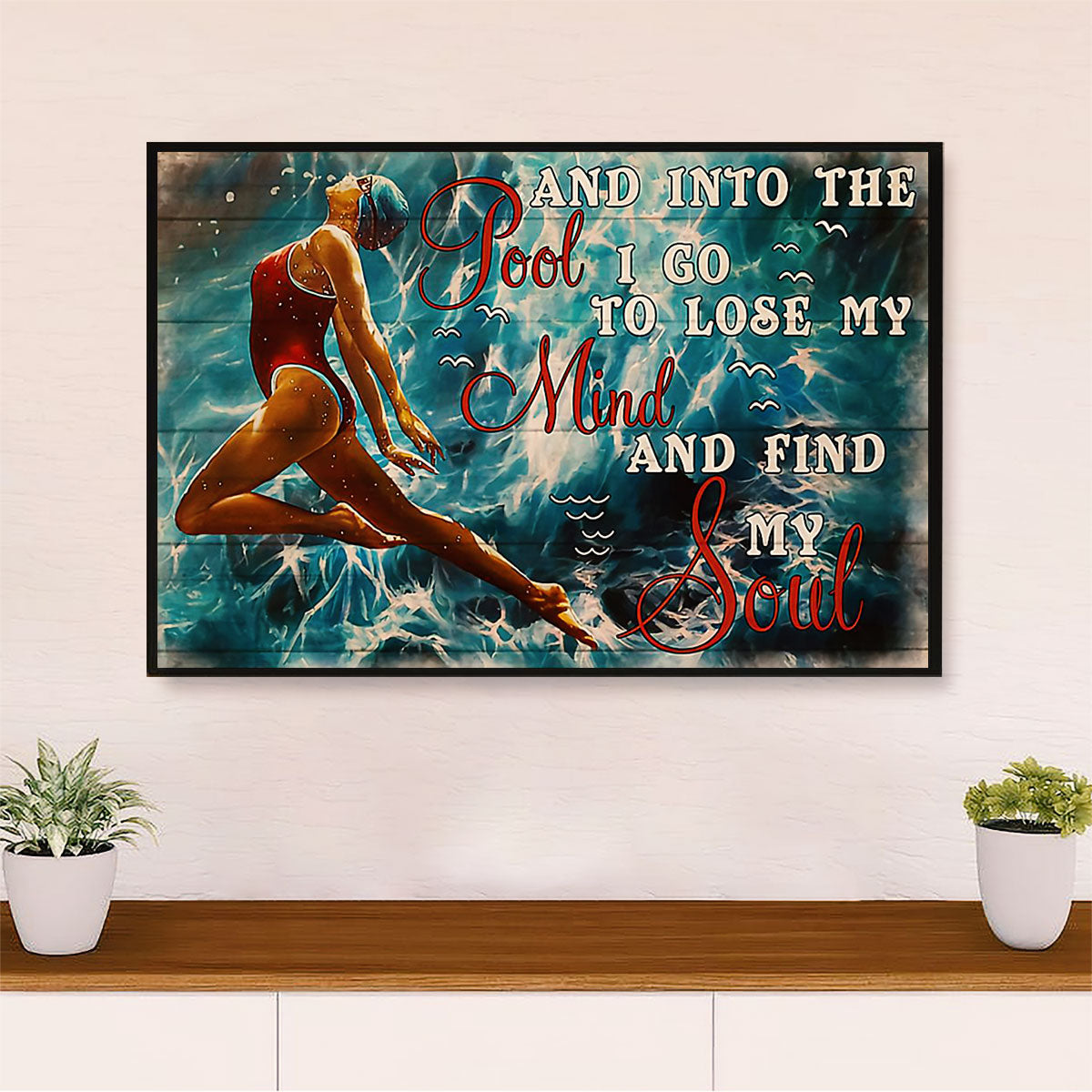 Swimming Poster Room Wall Art | Find My Soul | Gift for Swimmer