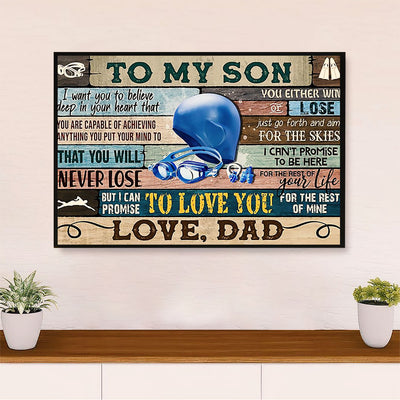 Swimming Poster Room Wall Art | From Dad To My Son | Gift for Swimmer