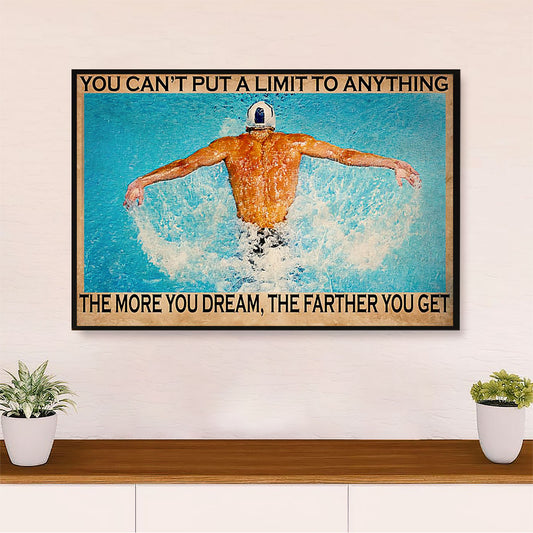 Swimming Poster Room Wall Art | The More You Dream | Gift for Swimmer