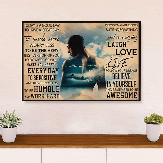 Swimming Poster Room Wall Art | Laugh Love Live | Gift for Swimmer