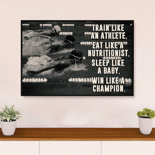 Swimming Poster Room Wall Art | Train Like Athlete | Gift for Swimmer