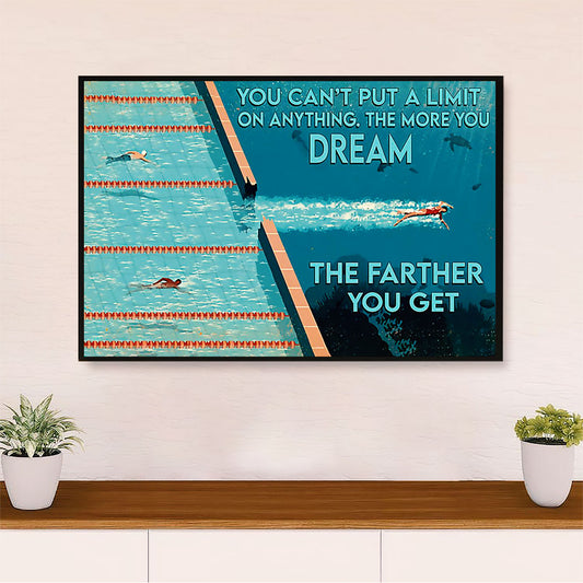 Swimming Poster Room Wall Art | Can't Put A Limit | Gift for Swimmer