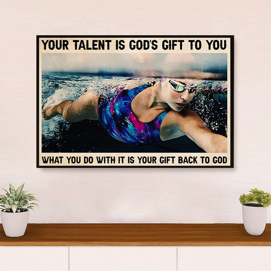 Swimming Poster Room Wall Art | God's Gift | Gift for Swimmer