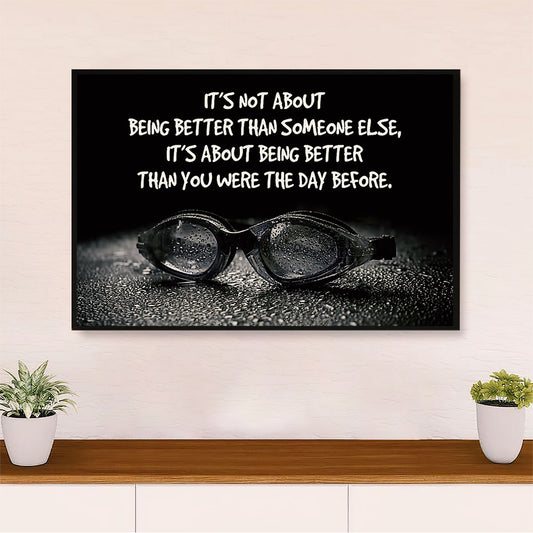 Swimming Poster Room Wall Art | Better than The Day Before | Gift for Swimmer