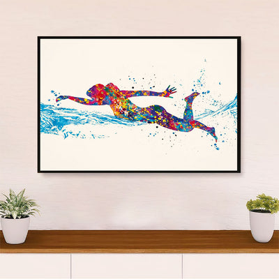 Swimming Poster Room Wall Art | Colourful Swimmer | Gift for Swimmer