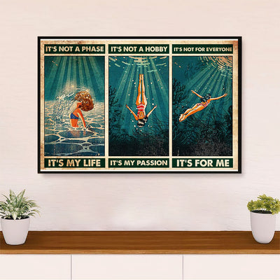 Swimming Poster Room Wall Art | Girl Swimming Is My Life | Gift for Swimmer