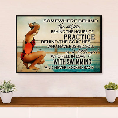 Swimming Poster Room Wall Art | Fell in Love with Swimming | Gift for Swimmer