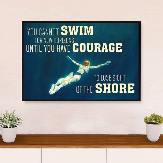 Swimming Poster Room Wall Art | Have Courage | Gift for Swimmer