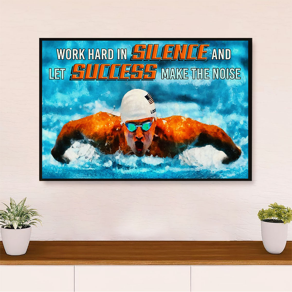Swimming Poster Room Wall Art | Let Success Make Noise | Gift for Swimmer