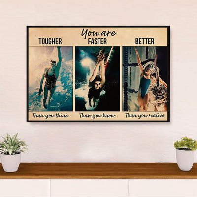 Swimming Poster Room Wall Art | You Are Tough | Gift for Swimmer