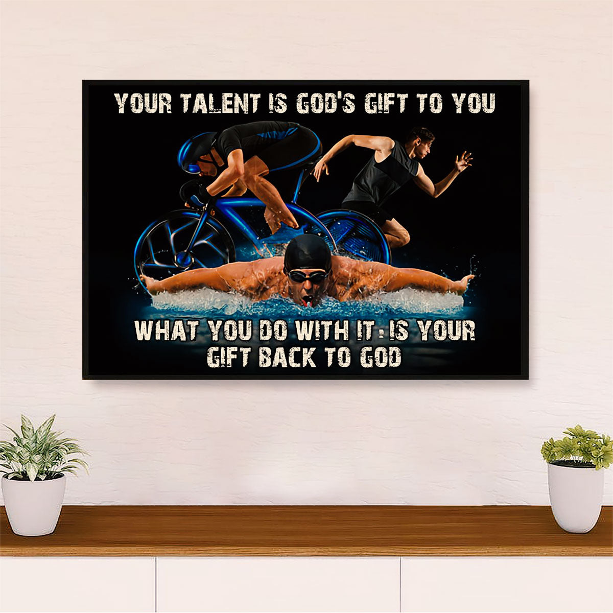 Swimming Poster Room Wall Art | God's Gift | Gift for Swimmer