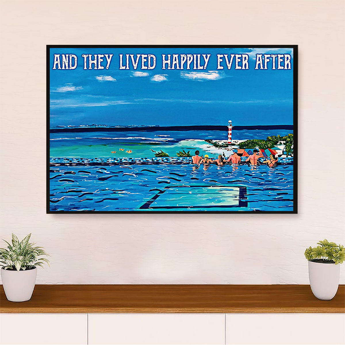 Swimming Poster Room Wall Art | They Lived Happily | Gift for Swimmer