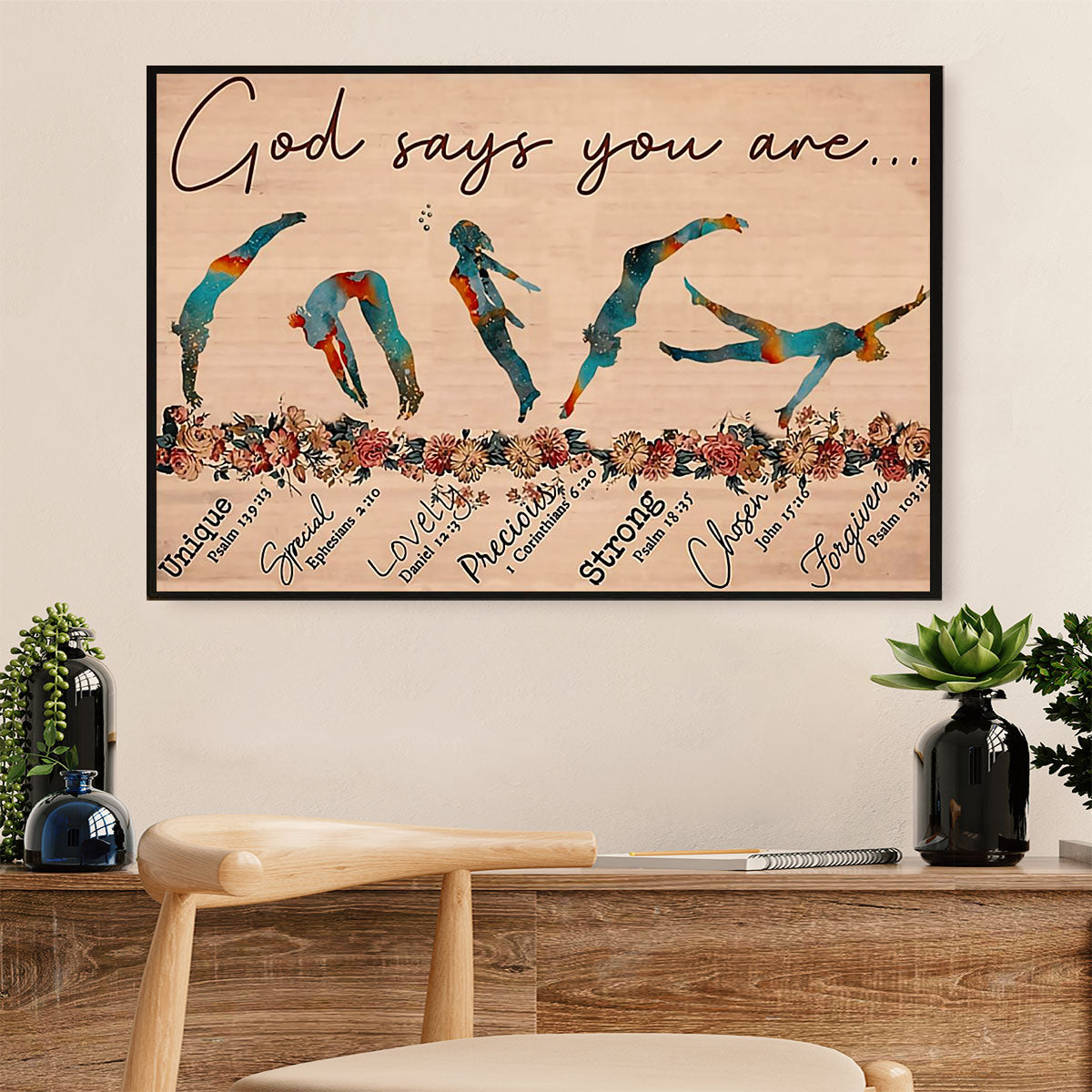 Swimming Poster Room Wall Art | God Says | Gift for Swimmer