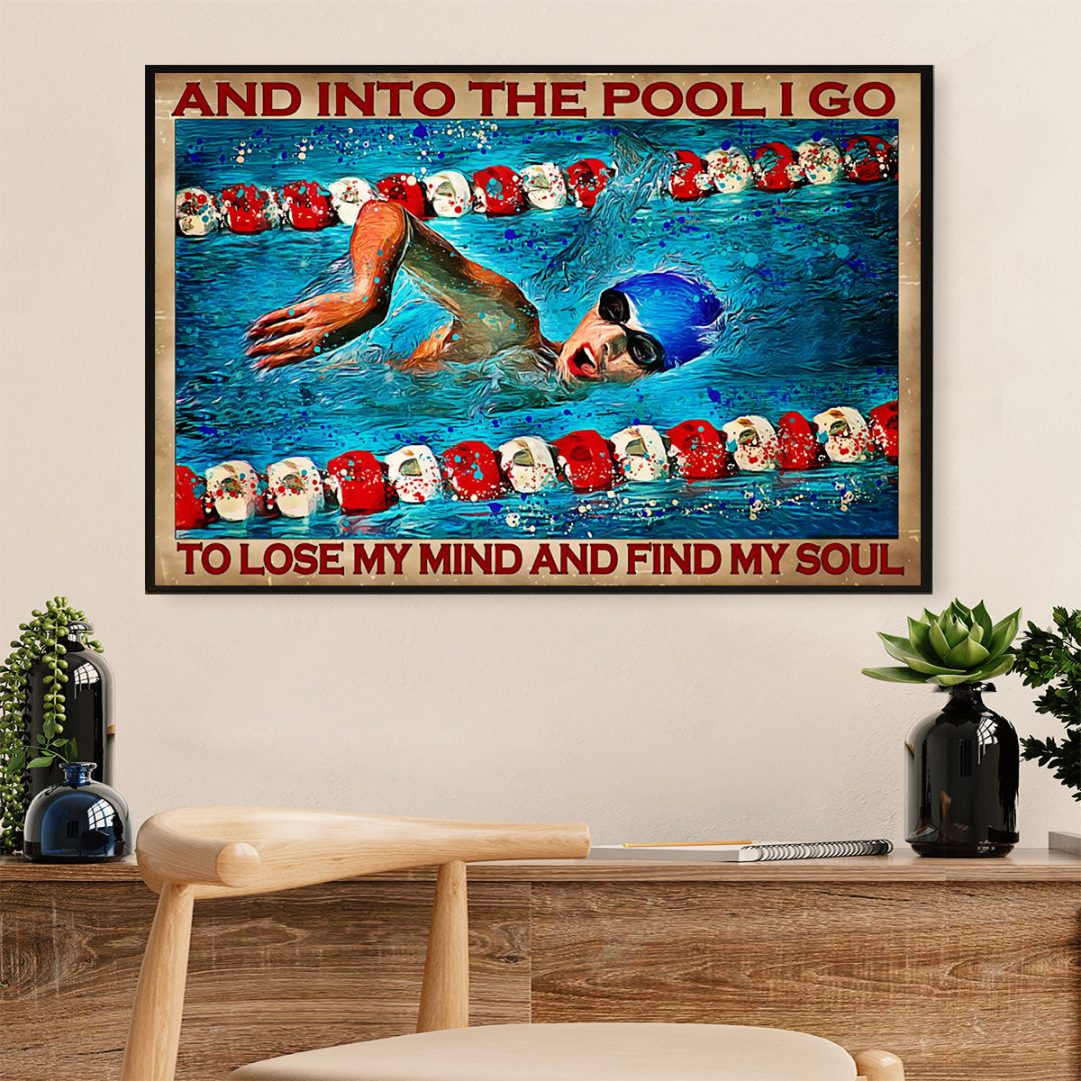 Swimming Poster Room Wall Art | Into The Pool | Gift for Swimmer