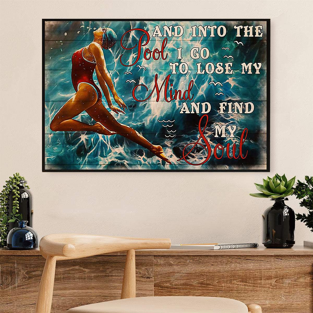 Swimming Poster Room Wall Art | Find My Soul | Gift for Swimmer