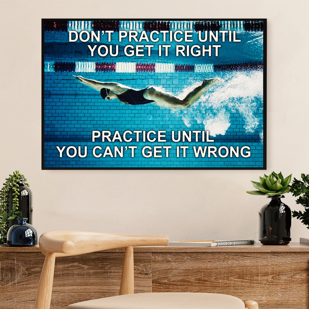 Swimming Poster Room Wall Art | Practice Swimming | Gift for Swimmer