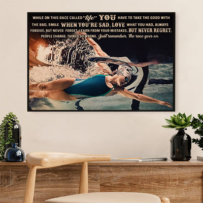 Swimming Poster Room Wall Art | Never Regret | Gift for Swimmer