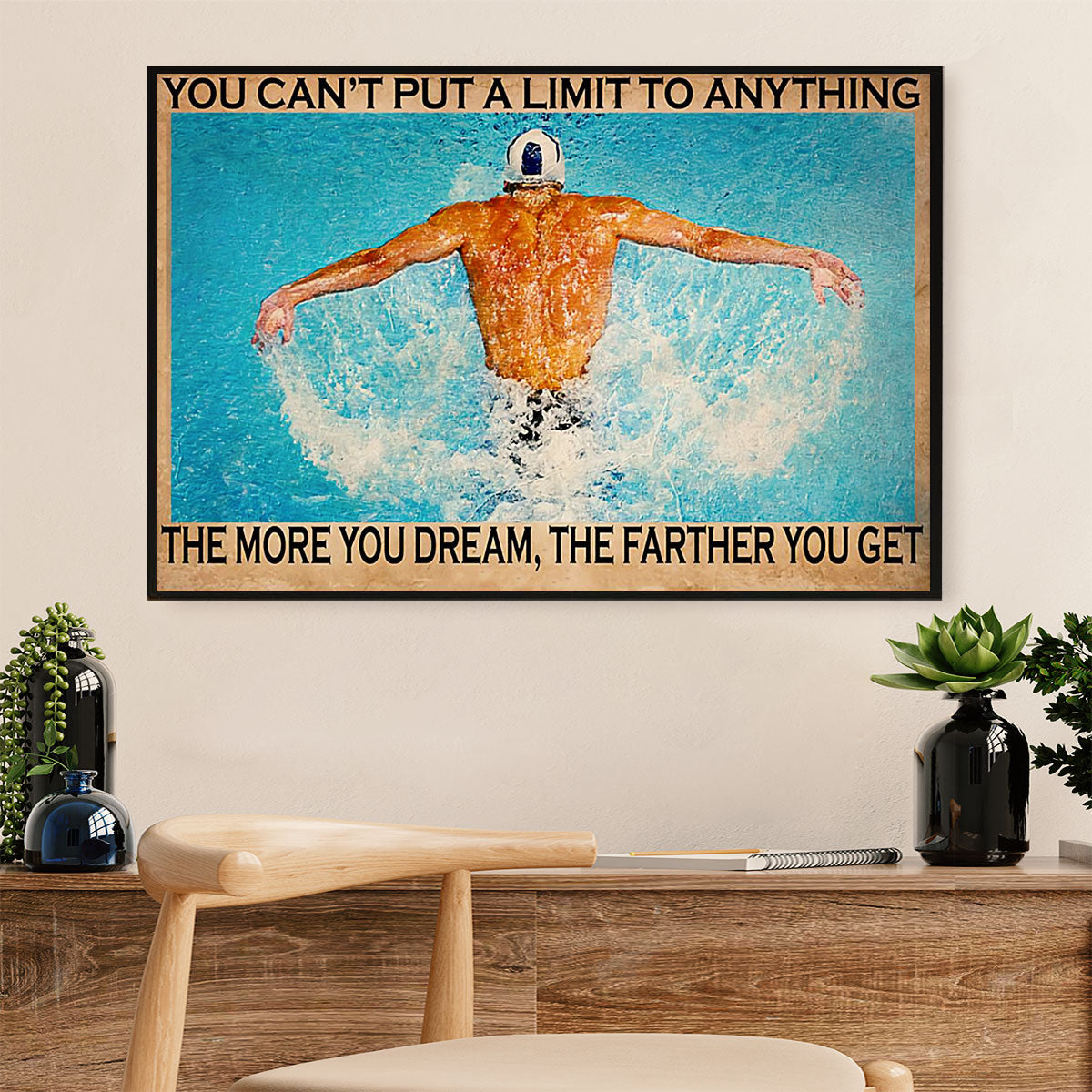 Swimming Poster Room Wall Art | The More You Dream | Gift for Swimmer