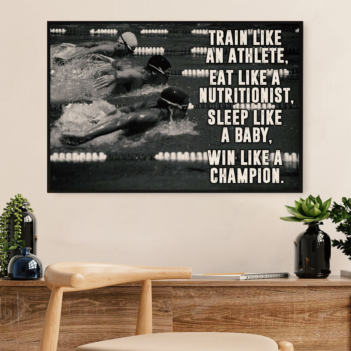 Swimming Poster Room Wall Art | Train Like Athlete | Gift for Swimmer