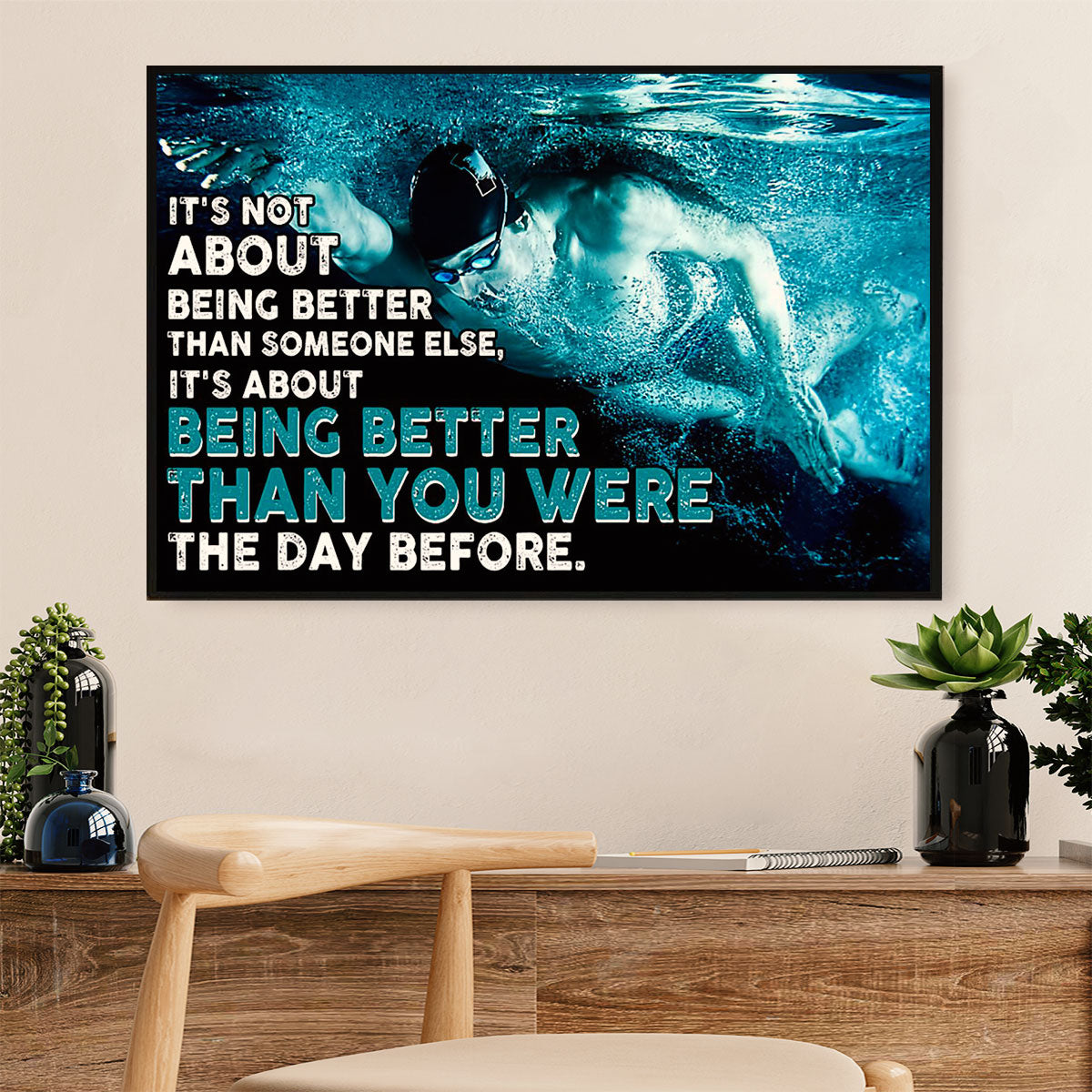 Swimming Poster Room Wall Art | Better Than The Day Before | Gift for Swimmer
