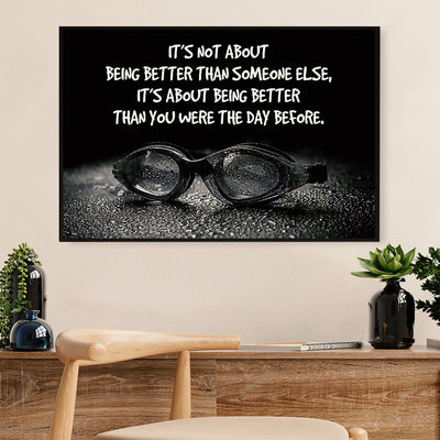 Swimming Poster Room Wall Art | Better than The Day Before | Gift for Swimmer