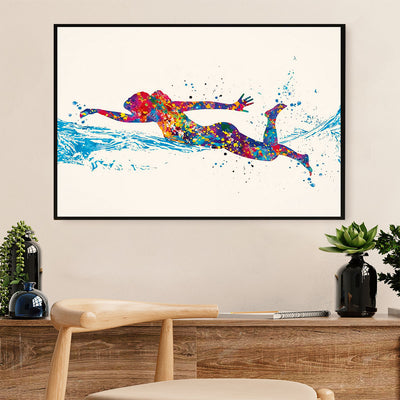 Swimming Poster Room Wall Art | Colourful Swimmer | Gift for Swimmer