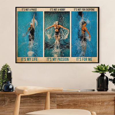 Swimming Poster Room Wall Art | Swimming Is My Passion | Gift for Swimmer