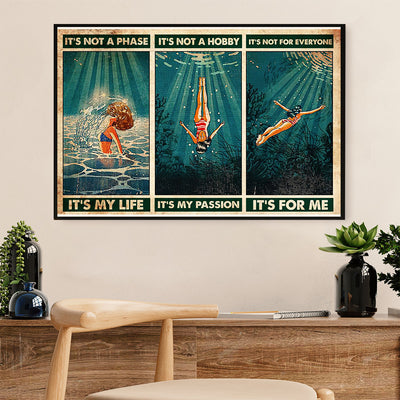 Swimming Poster Room Wall Art | Girl Swimming Is My Life | Gift for Swimmer