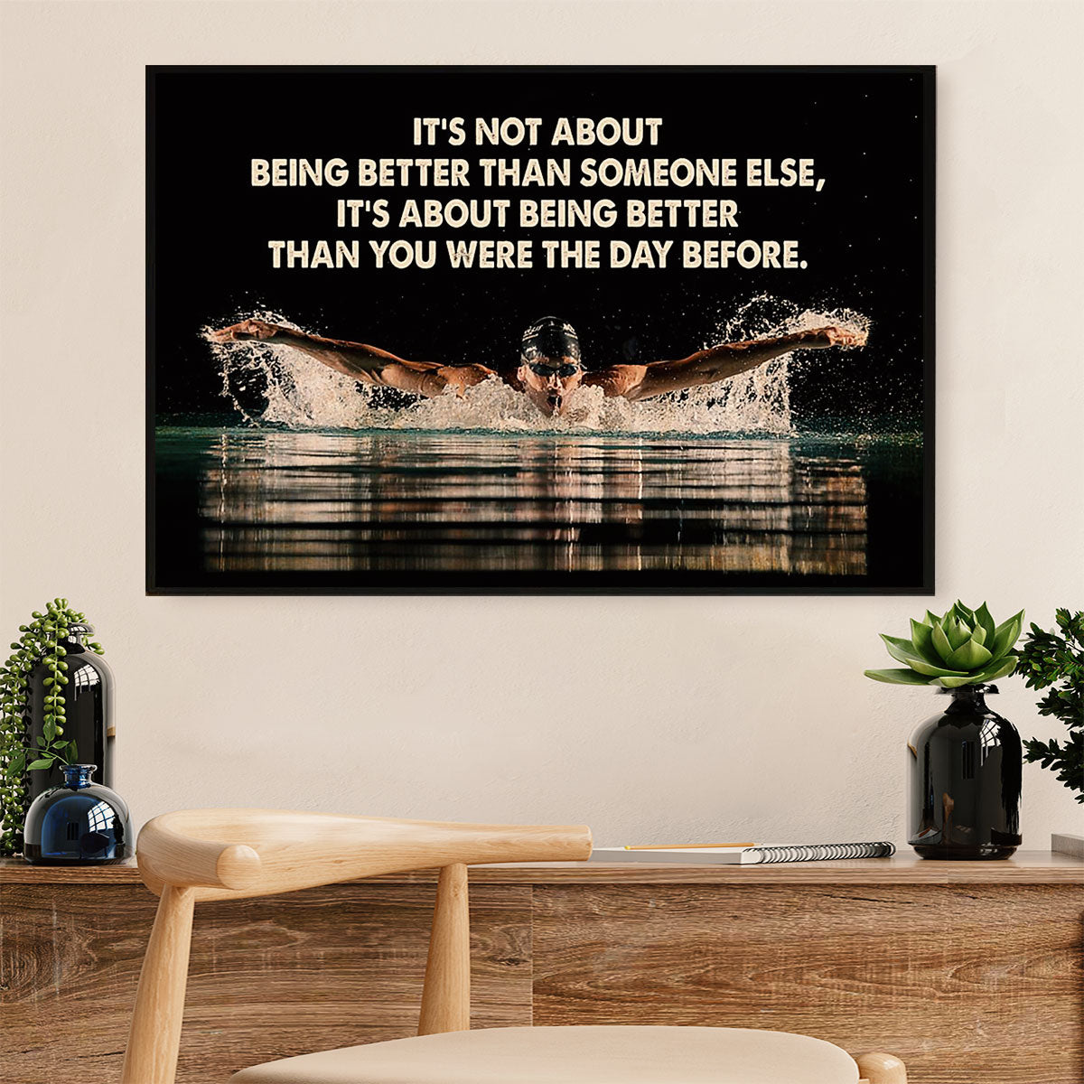 Swimming Poster Room Wall Art | Motivational Quote | Gift for Swimmer