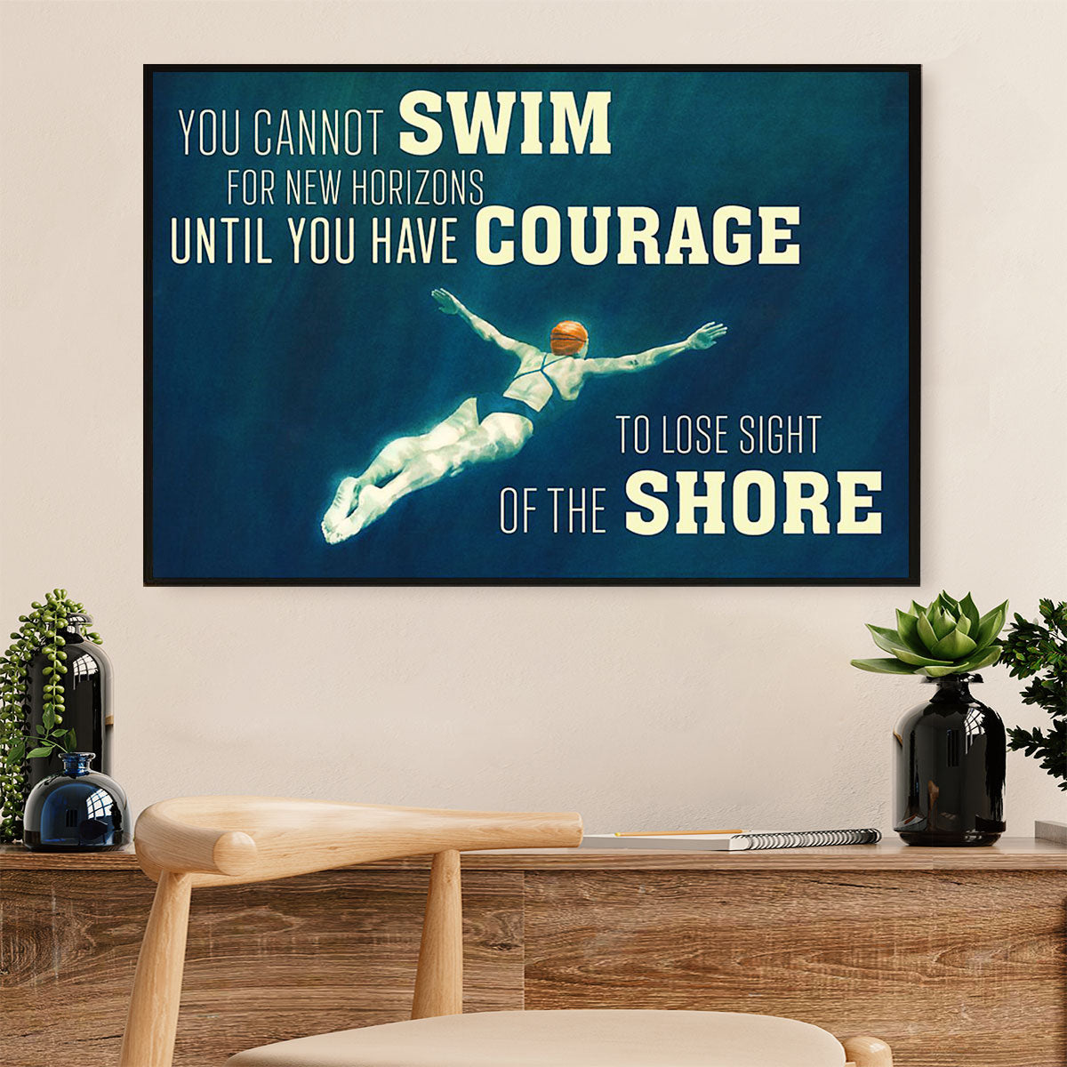 Swimming Poster Room Wall Art | Have Courage | Gift for Swimmer