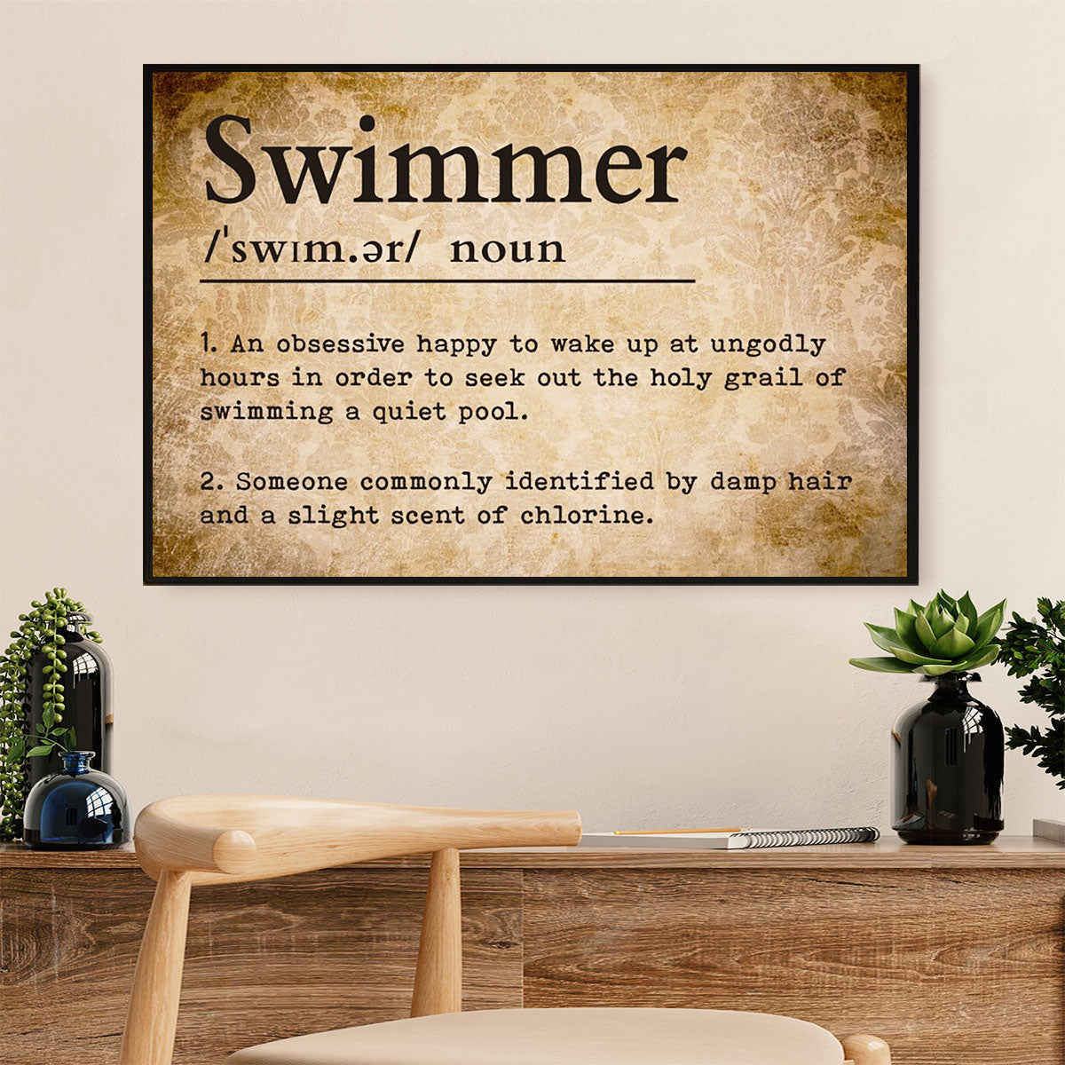 Swimming Poster Room Wall Art | Swimmer Definition | Gift for Swimmer