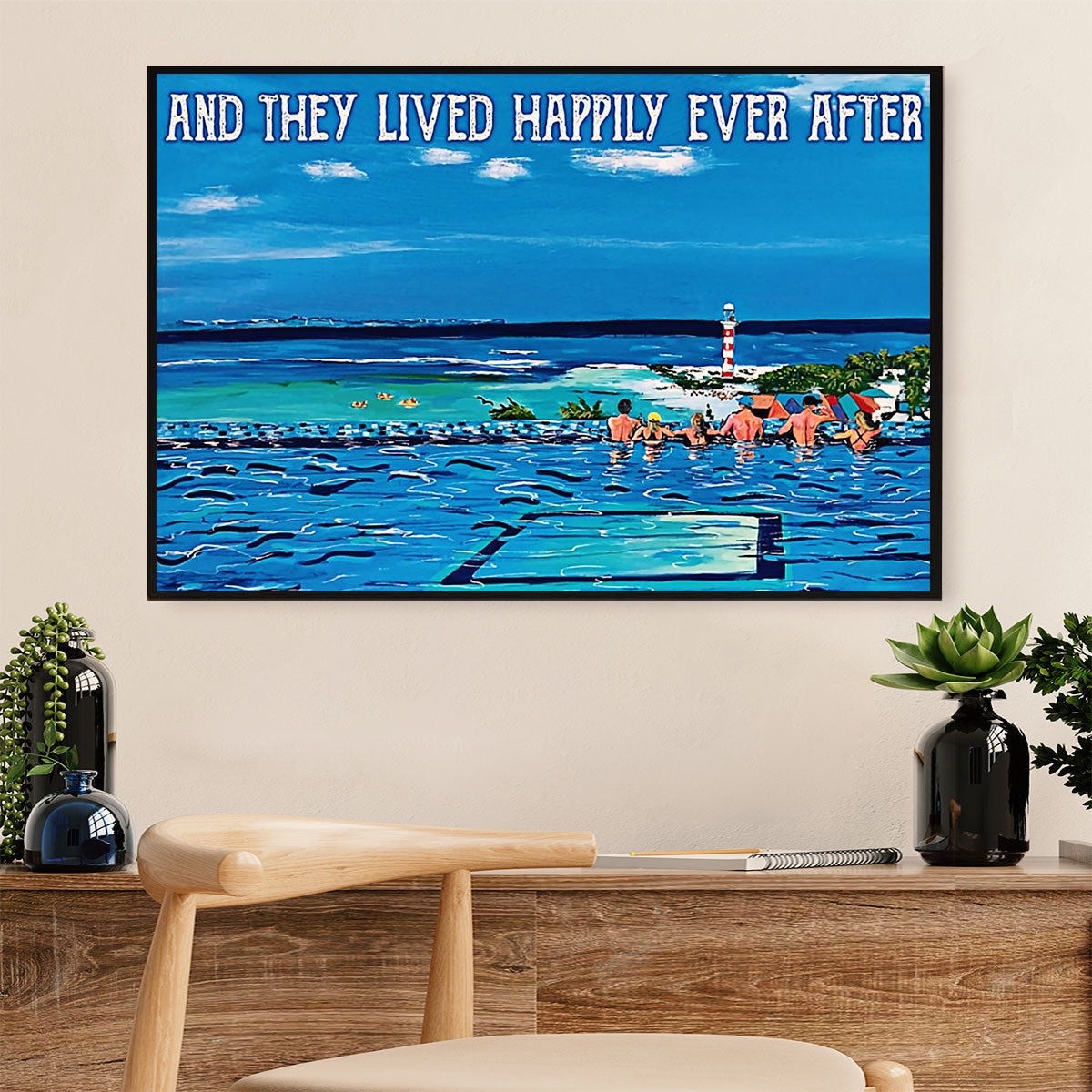 Swimming Poster Room Wall Art | They Lived Happily | Gift for Swimmer