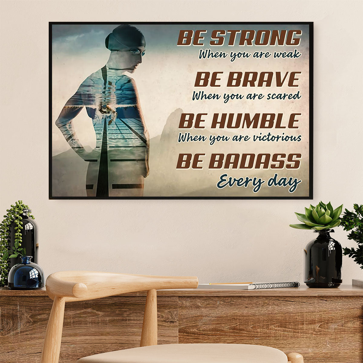 Swimming Poster Room Wall Art | Humble Badass Swimmer | Gift for Swimmer