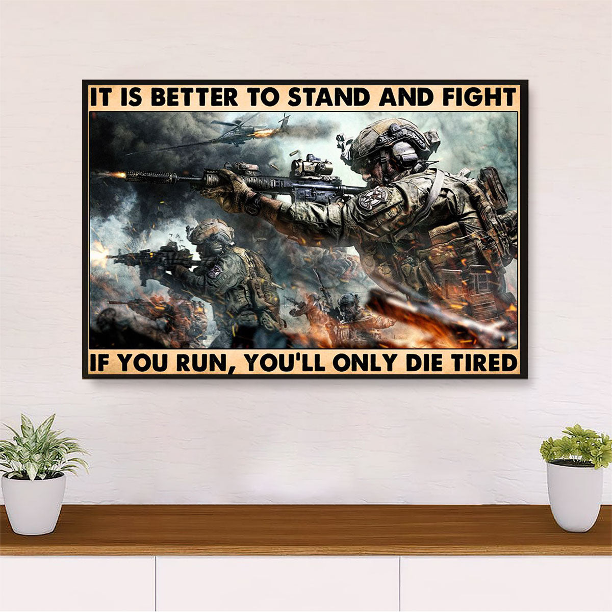 US Army Military Canvas Wall Art Prints | Stand And Fight | American Independence Day Gift for Soldiers