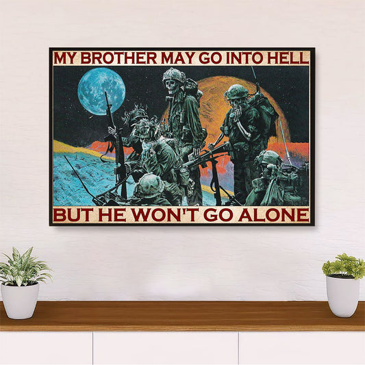 US Army Military Canvas Wall Art Prints | We Won't Go Alone | American Independence Day Gift for Soldiers