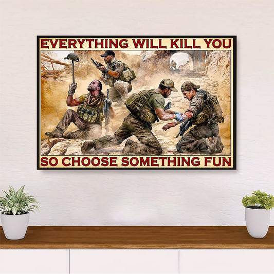US Army Military Canvas Wall Art Prints | Choose Something Fun | American Independence Day Gift for Soldiers